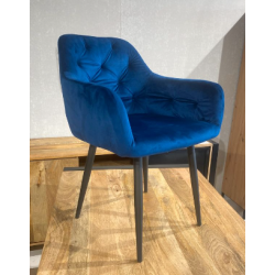 Chaise en velours bleu PUFFY