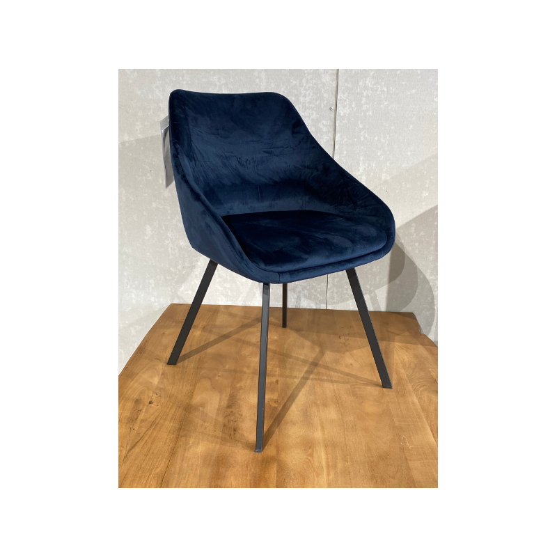 Chaise pliante en velours à pieds en métal, chaise pliante bleue